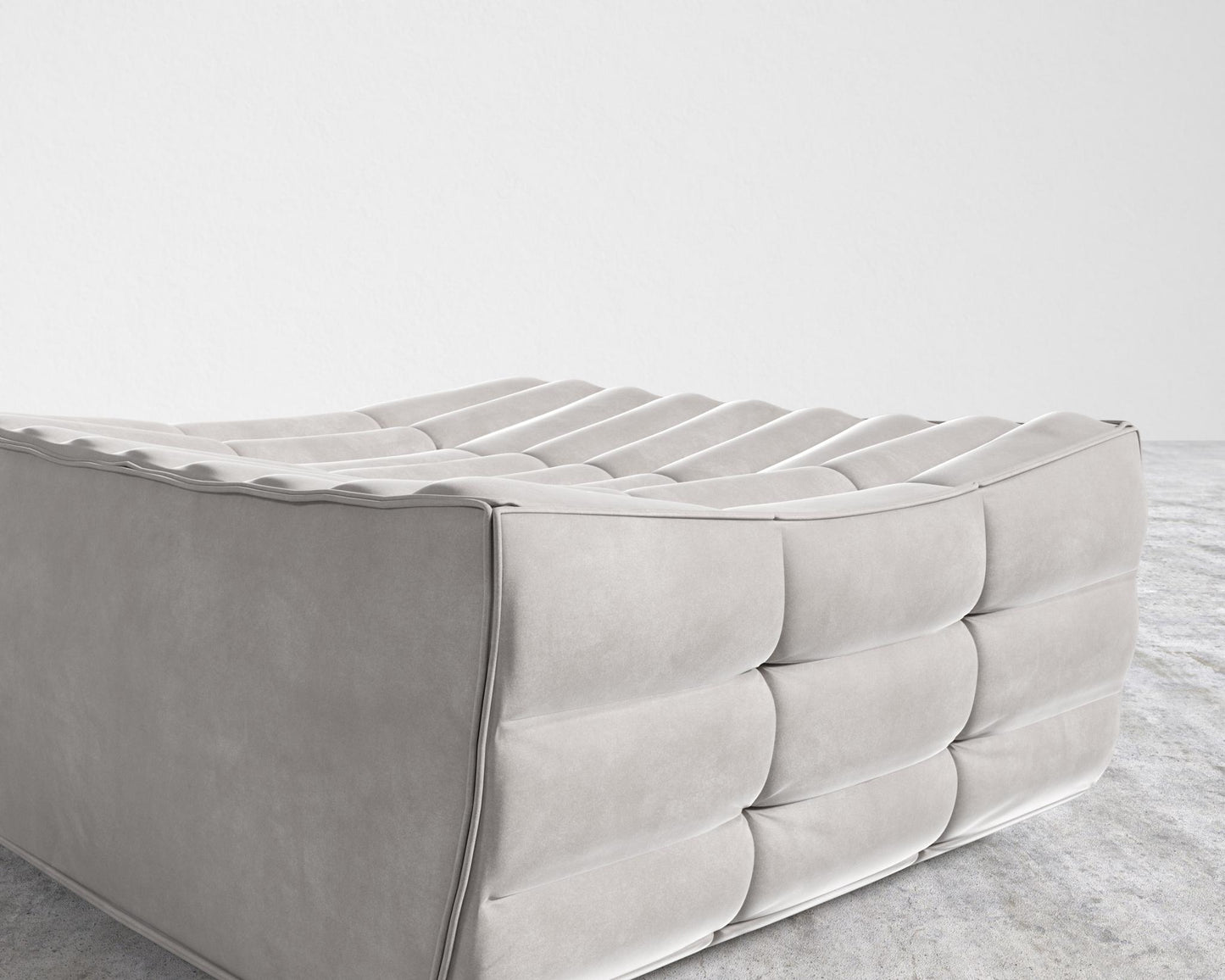 Tanner Ottoman - Venice Vegan Suede - Chiffon