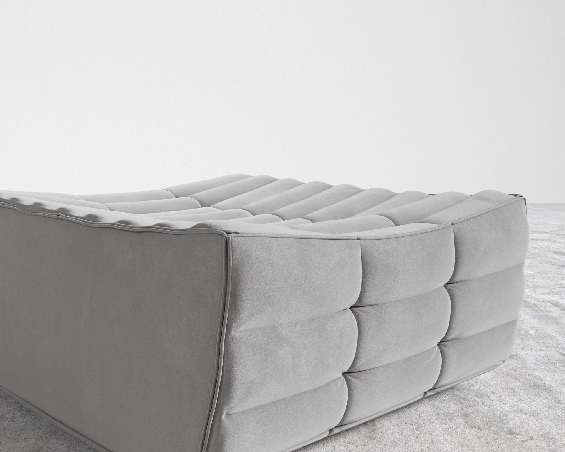 Tanner Ottoman - Plush Velvet - Glacier Grey