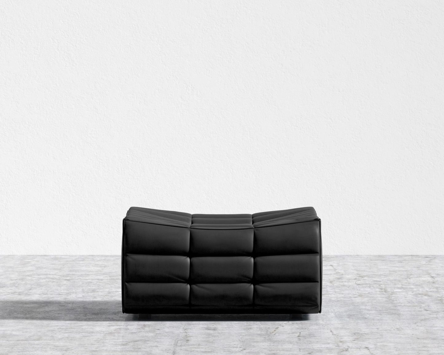 Tanner Ottoman - Trento Microfiber Leather - Trento Jet Black