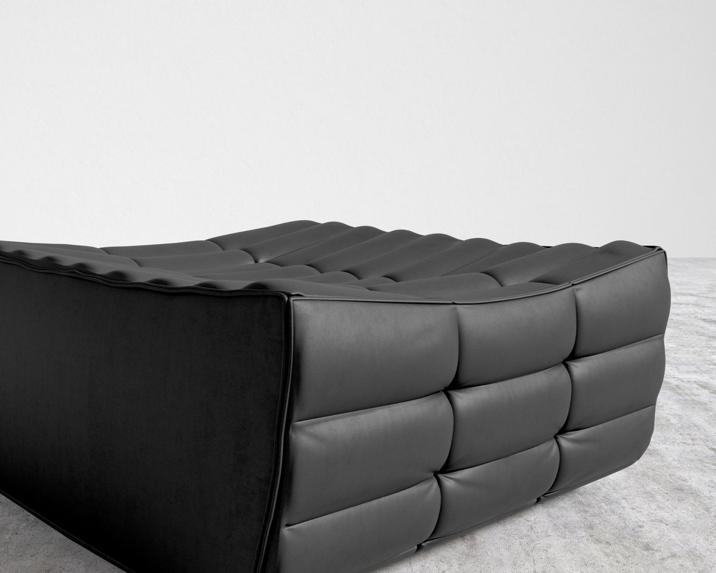 Tanner Ottoman - Trento Microfiber Leather - Trento Jet Black