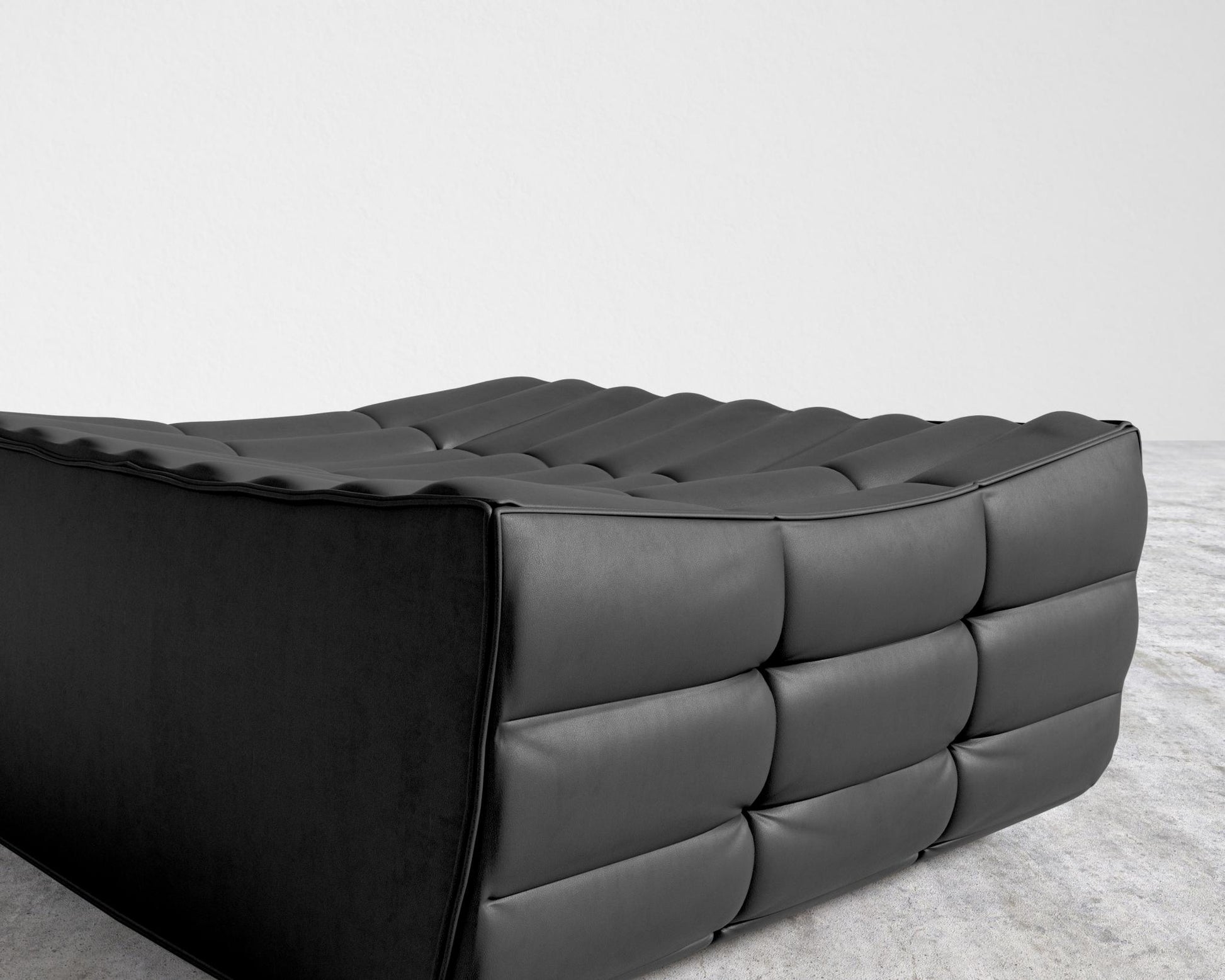 Tanner Ottoman - Trento Microfiber Leather - Trento Jet Black