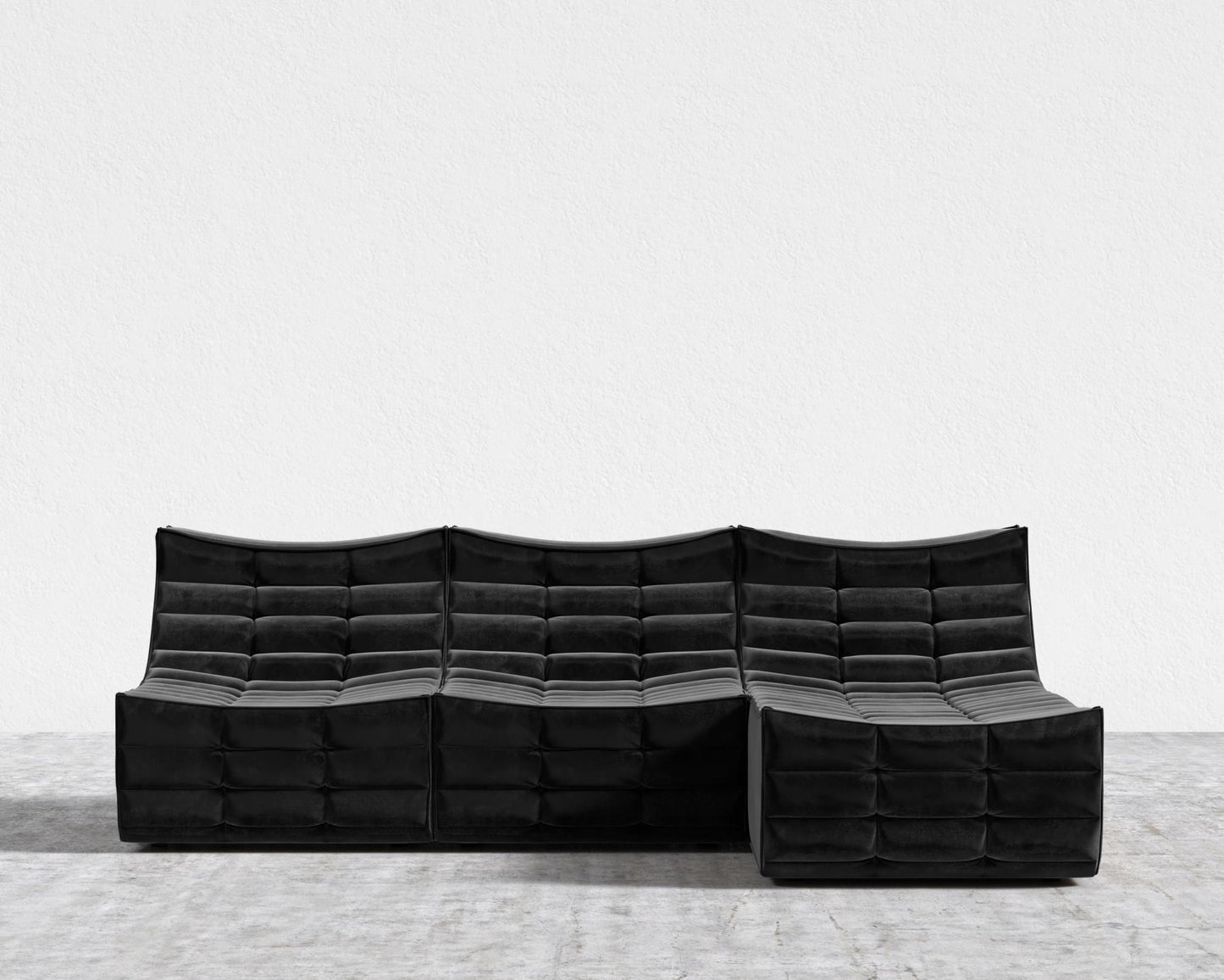 Tanner Sectional Sofa - Plush Velvet - Black