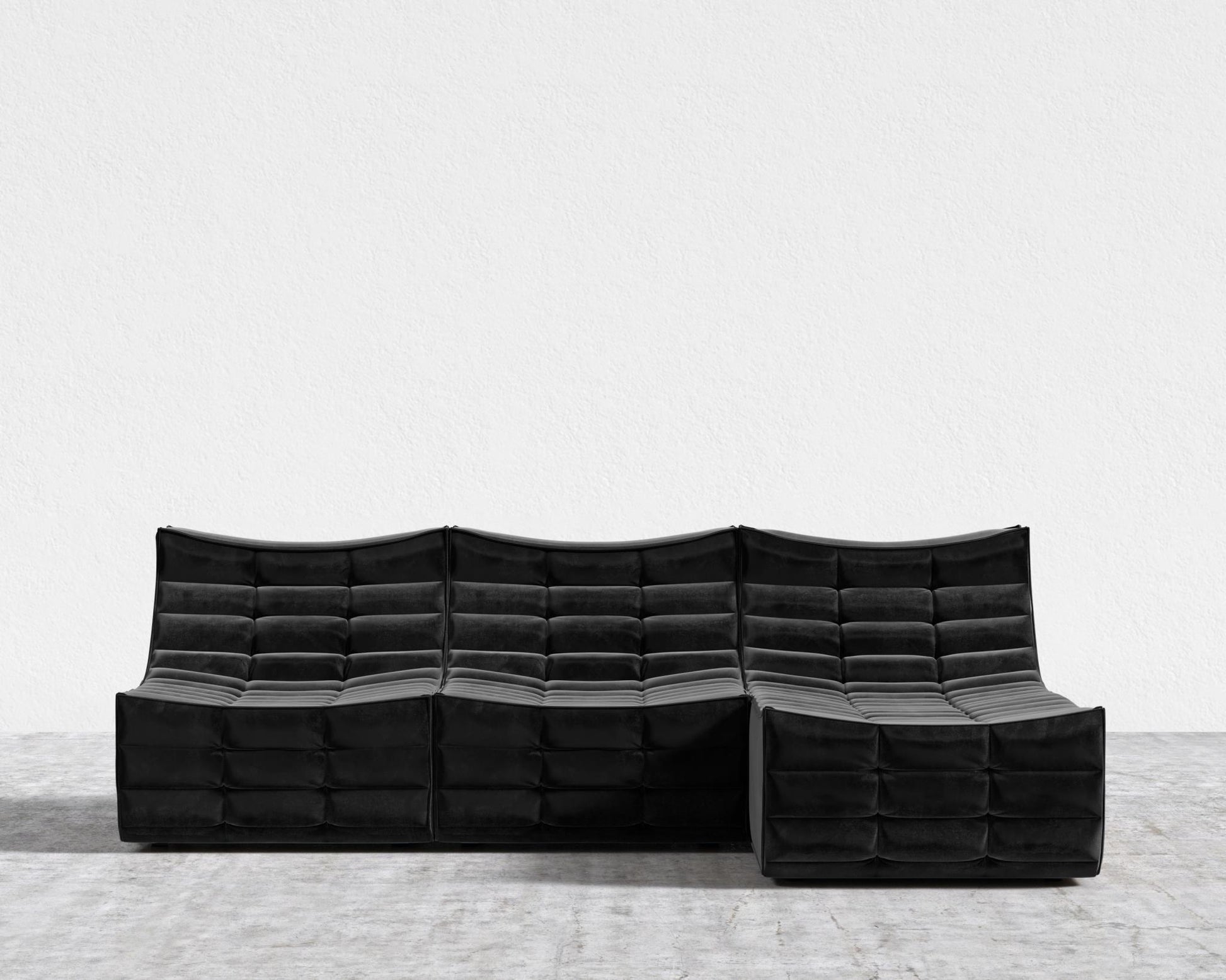 Tanner Sectional Sofa - Plush Velvet - Black