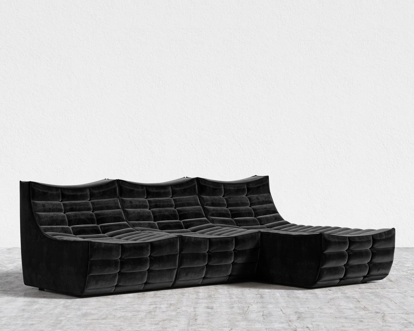 Tanner Sectional Sofa - Plush Velvet - Black
