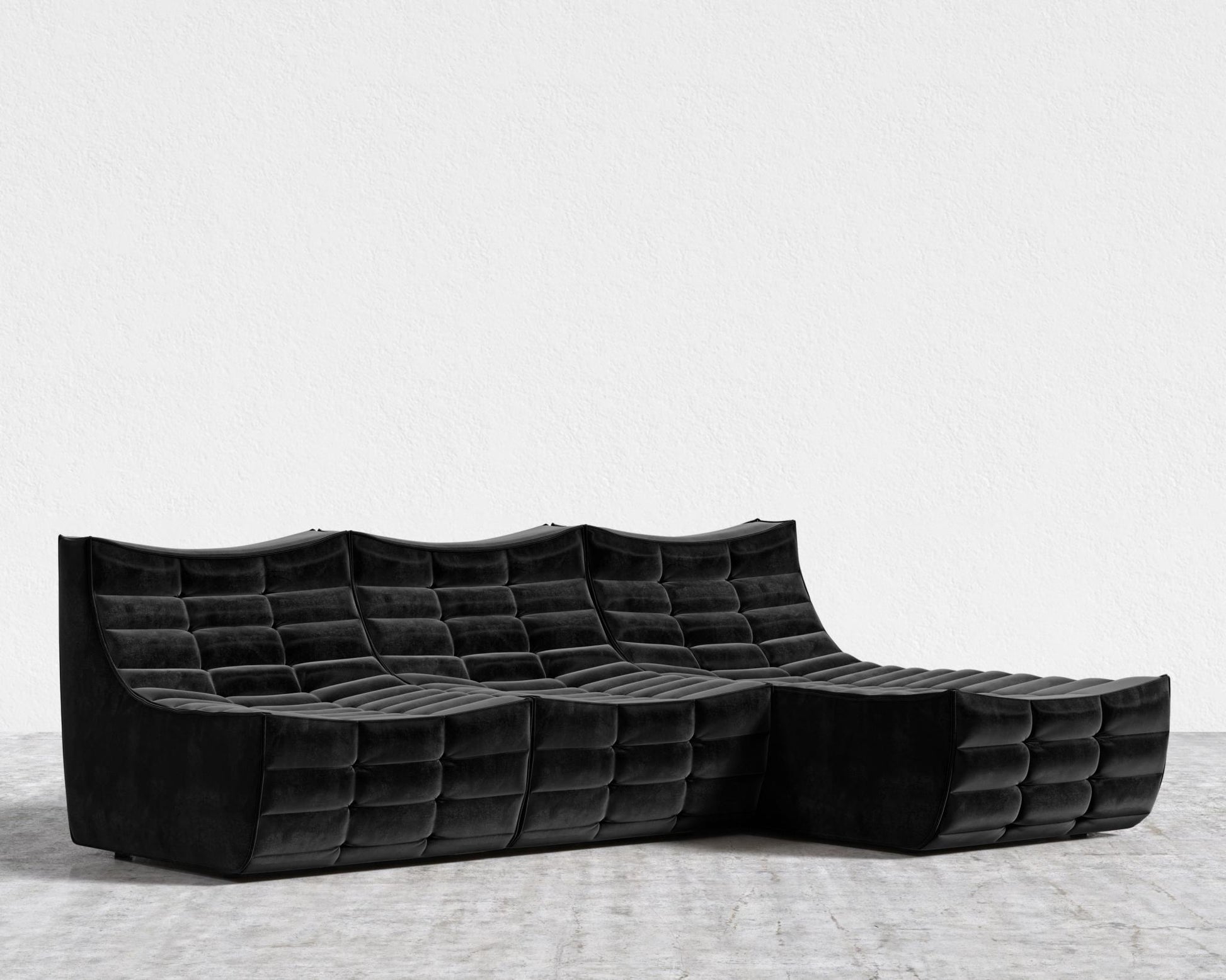 Tanner Sectional Sofa - Plush Velvet - Black