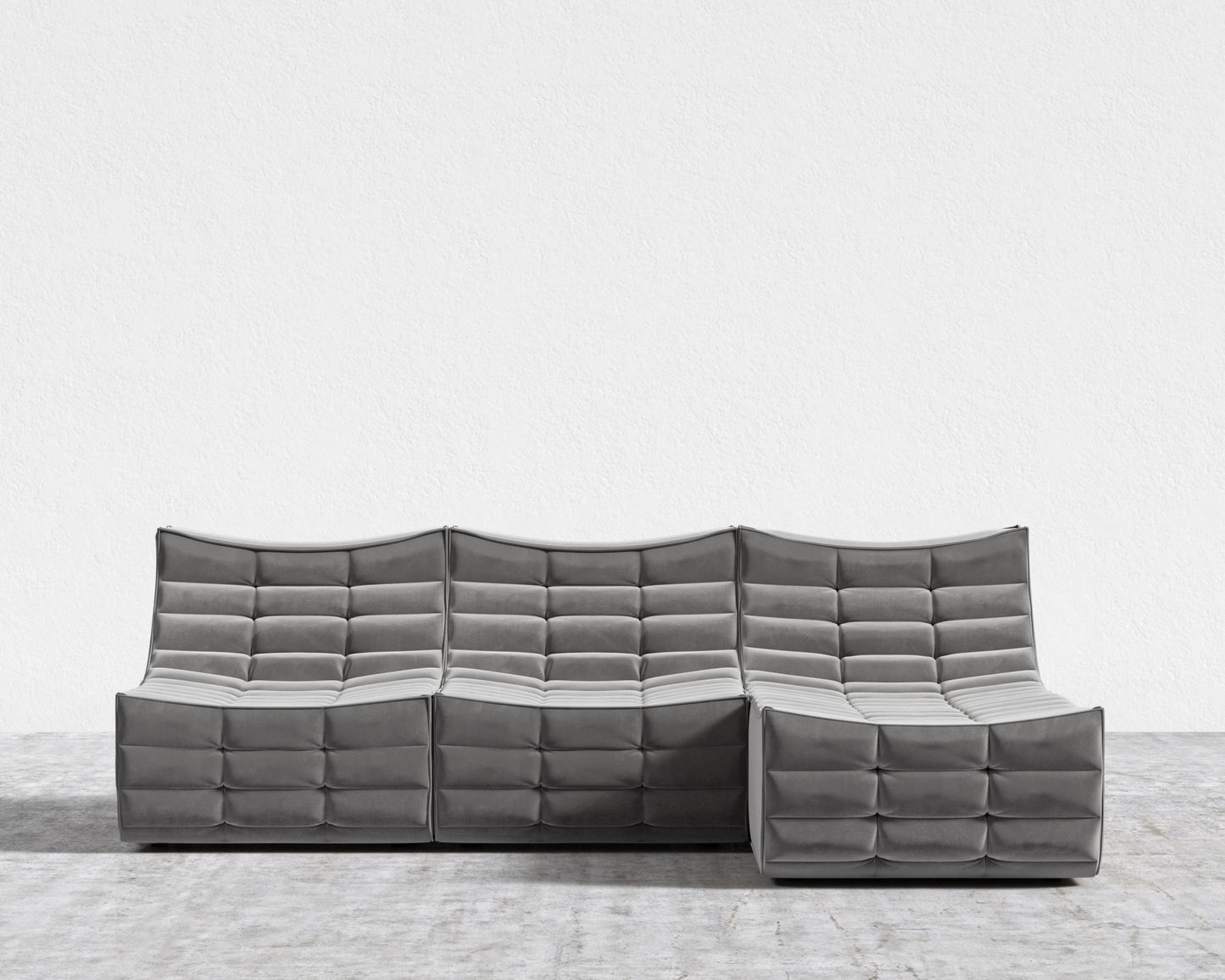 Tanner Sectional Sofa - Plush Velvet - Glacier Grey