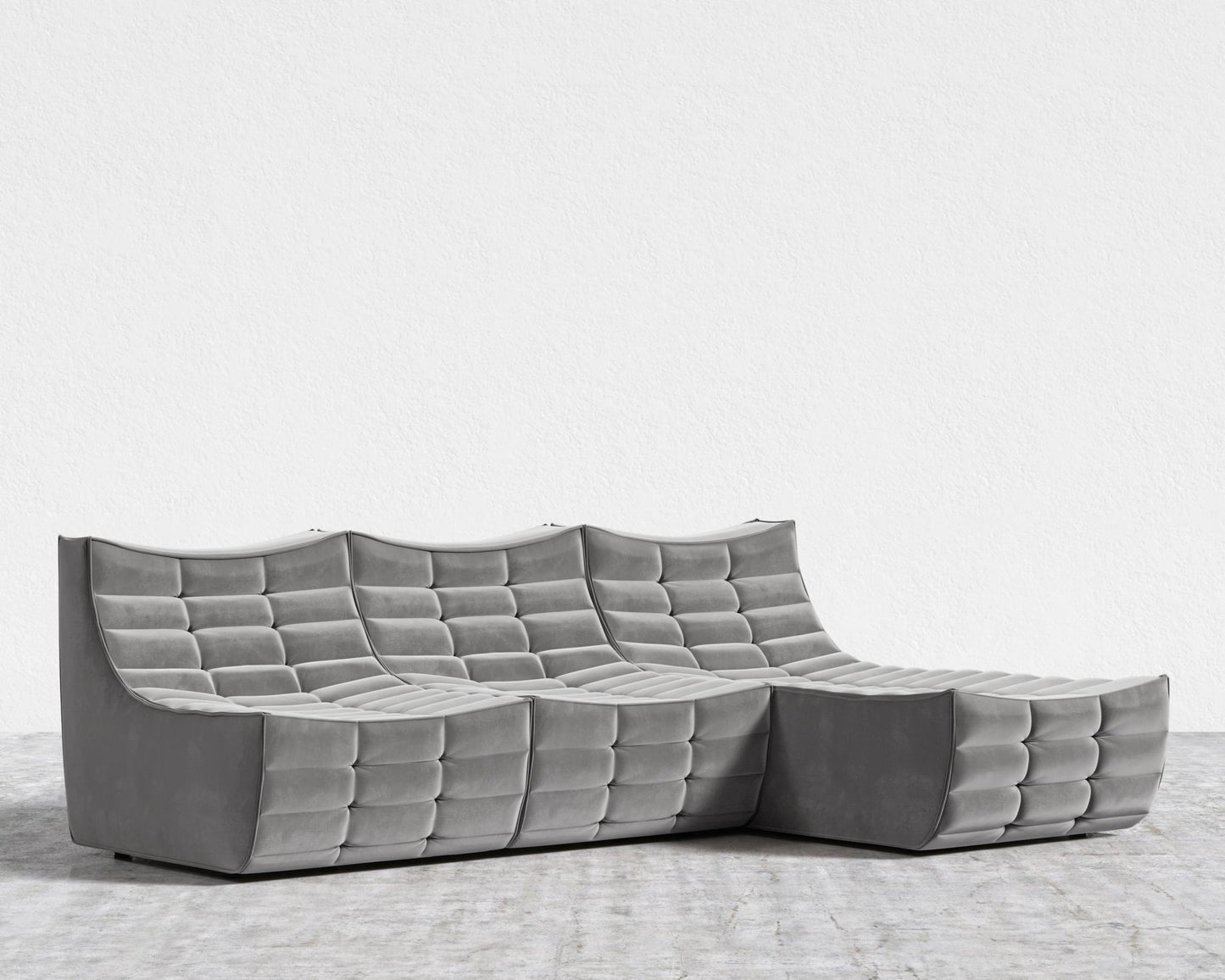 Tanner Sectional Sofa - Plush Velvet - Glacier Grey