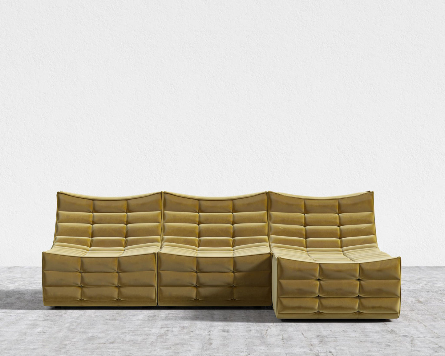 Tanner Sectional Sofa - Plush Velvet - Golden Beryl