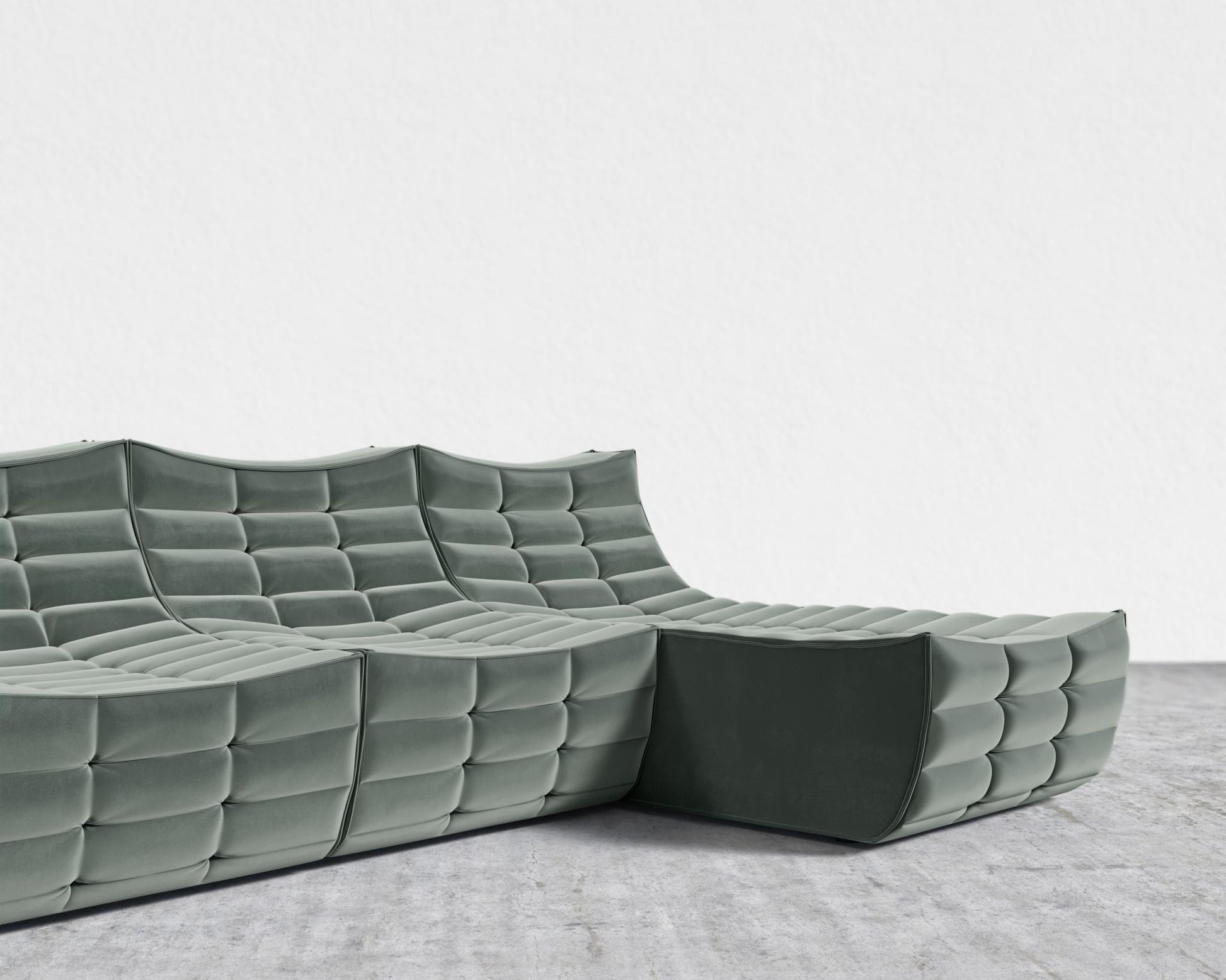 Tanner Sectional Sofa - Plush Velvet - Moonstone