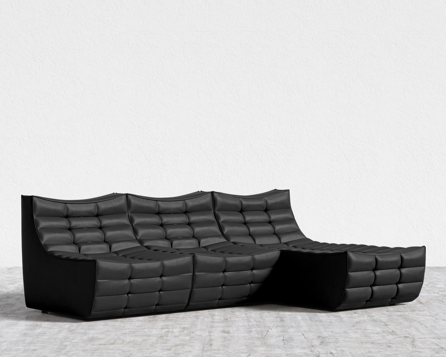 Tanner Sectional Sofa - Trento Microfiber Leather - Trento Jet Black