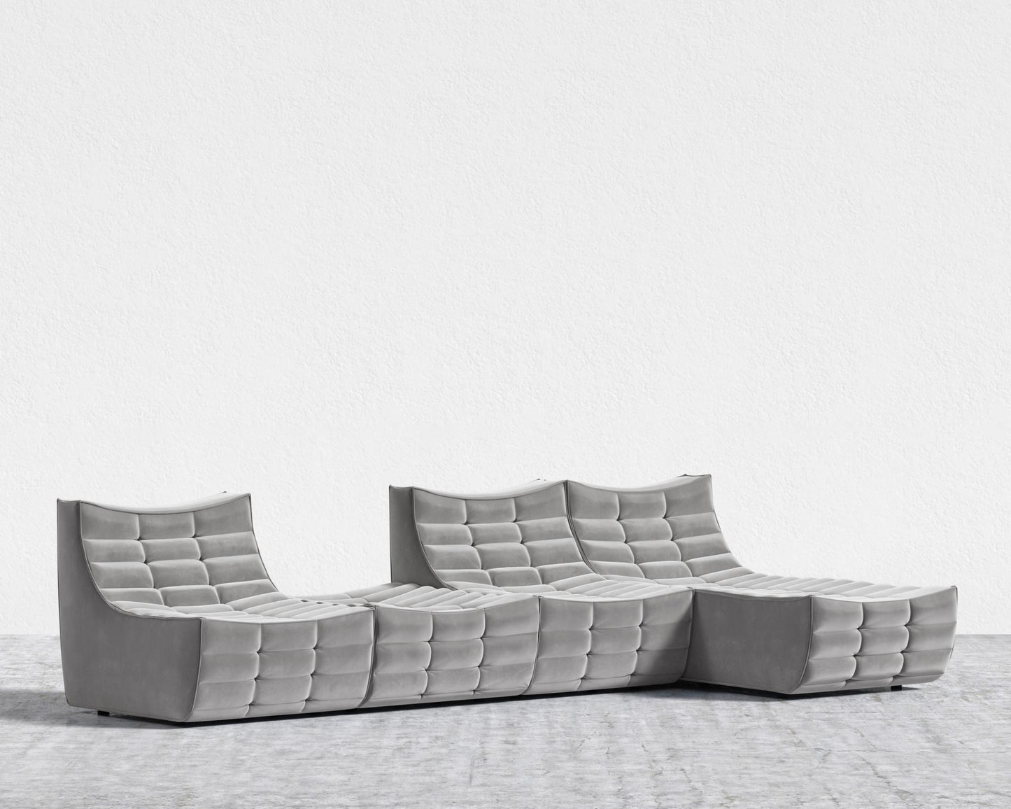 Tanner Modular Sectional - Plush Velvet - Glacier Grey