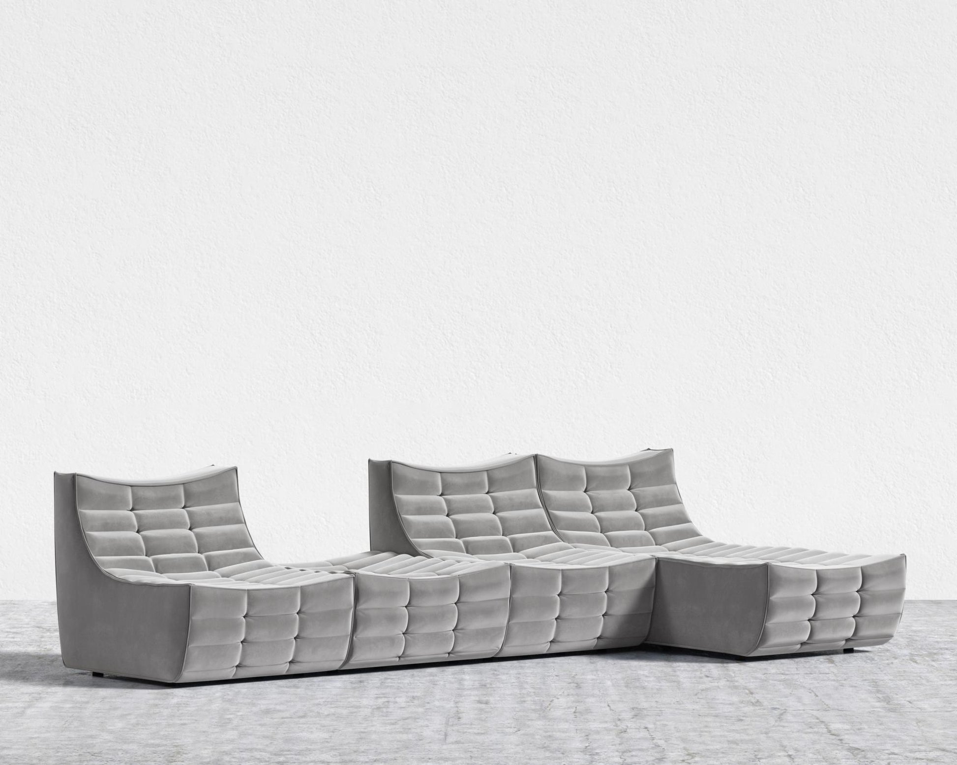 Tanner Modular Sectional - Plush Velvet - Glacier Grey