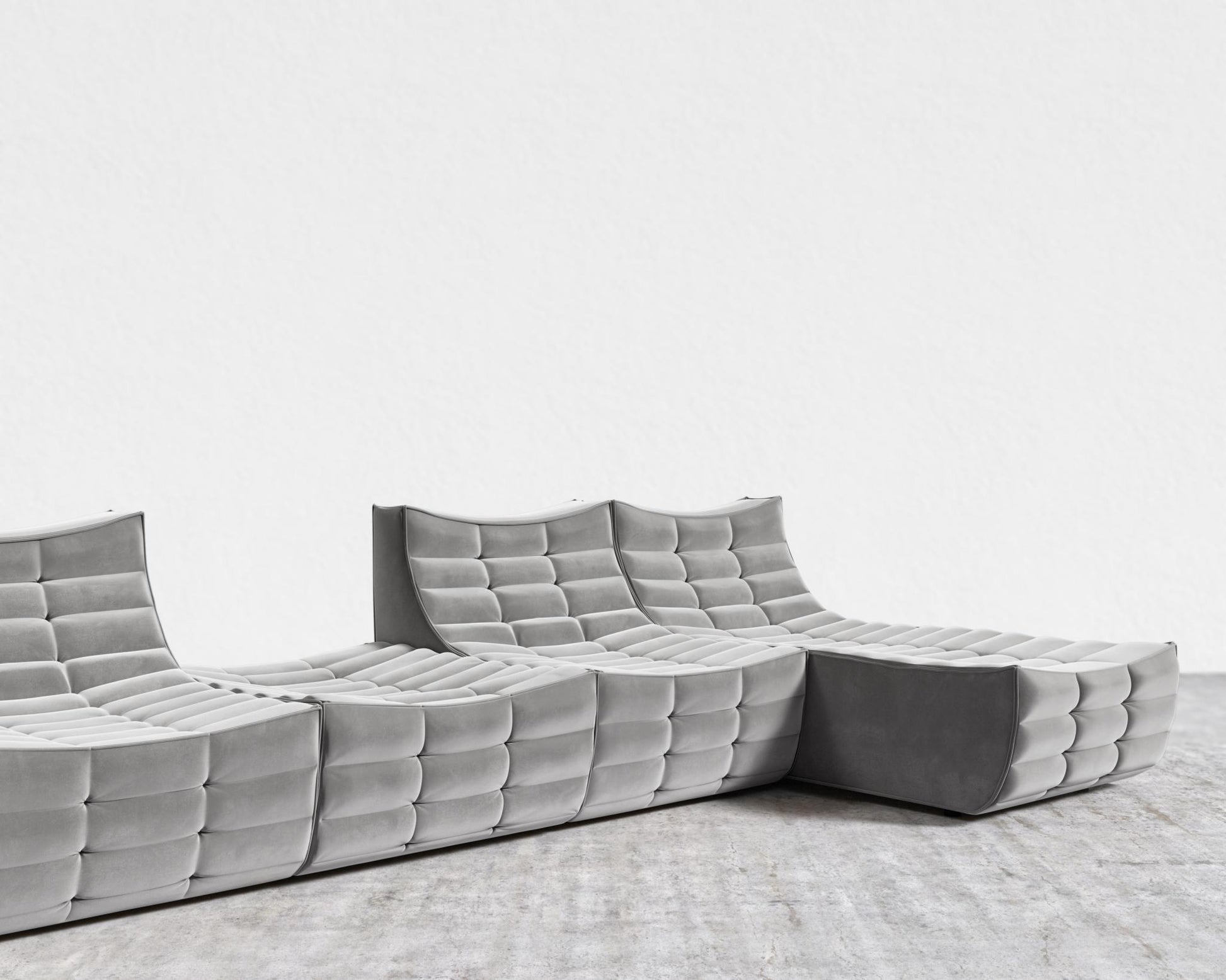 Tanner Modular Sectional - Plush Velvet - Glacier Grey
