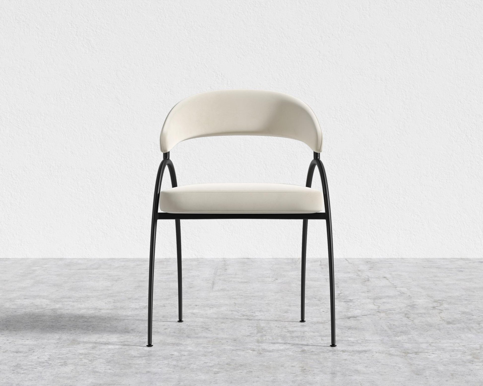 Uma Dining Chair - Black Frame - Plush Velvet - Cloud