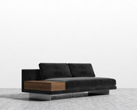 Dresden Armless Sofa with Side Table - Plush Velvet - Black