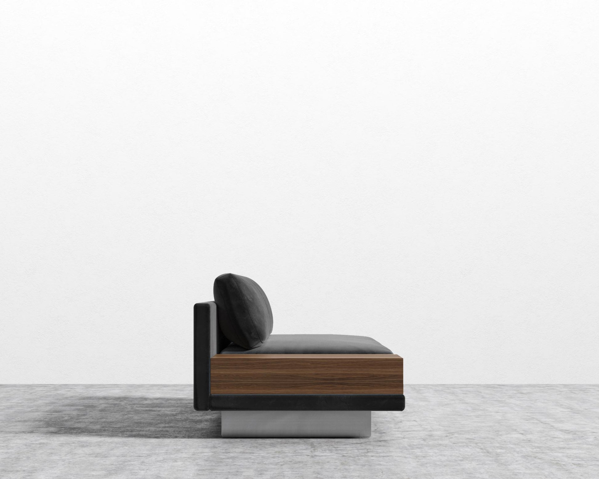 Dresden Armless Sofa with Side Table - Plush Velvet - Black