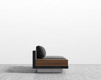 Dresden Armless Sofa with Side Table - Plush Velvet - Black