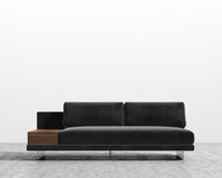 Dresden Armless Sofa with Side Table - Plush Velvet - Black