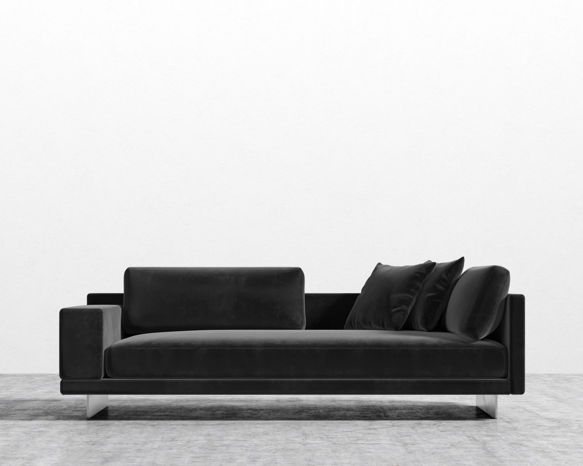 Dresden Left Arm Sofa - Plush Velvet - Black