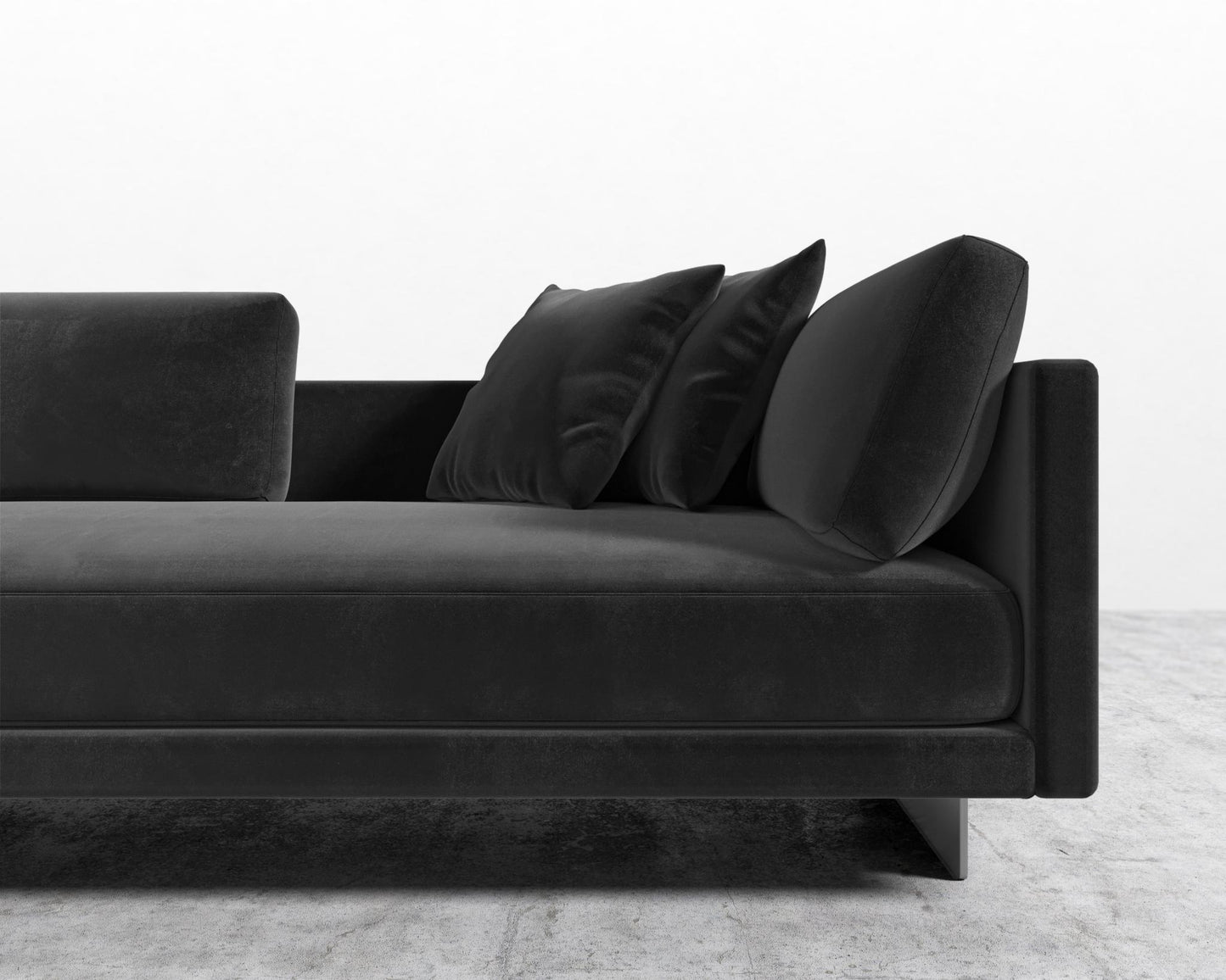 Dresden Left Arm Sofa - Plush Velvet - Black