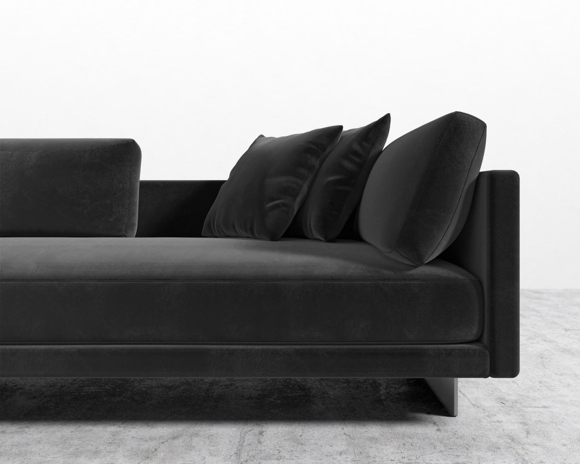 Dresden Left Arm Sofa - Plush Velvet - Black