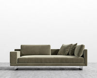 Dresden Left Arm Sofa - Plush Velvet - Olive Green