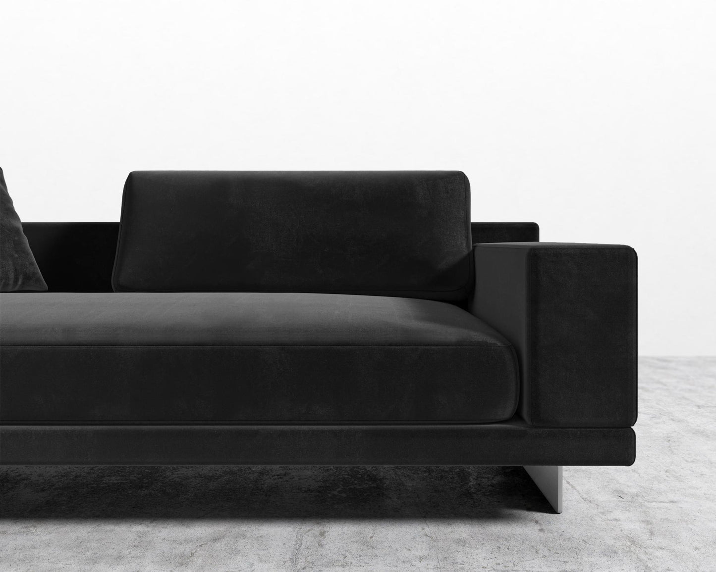 Dresden Right Arm Sofa - Plush Velvet - Black