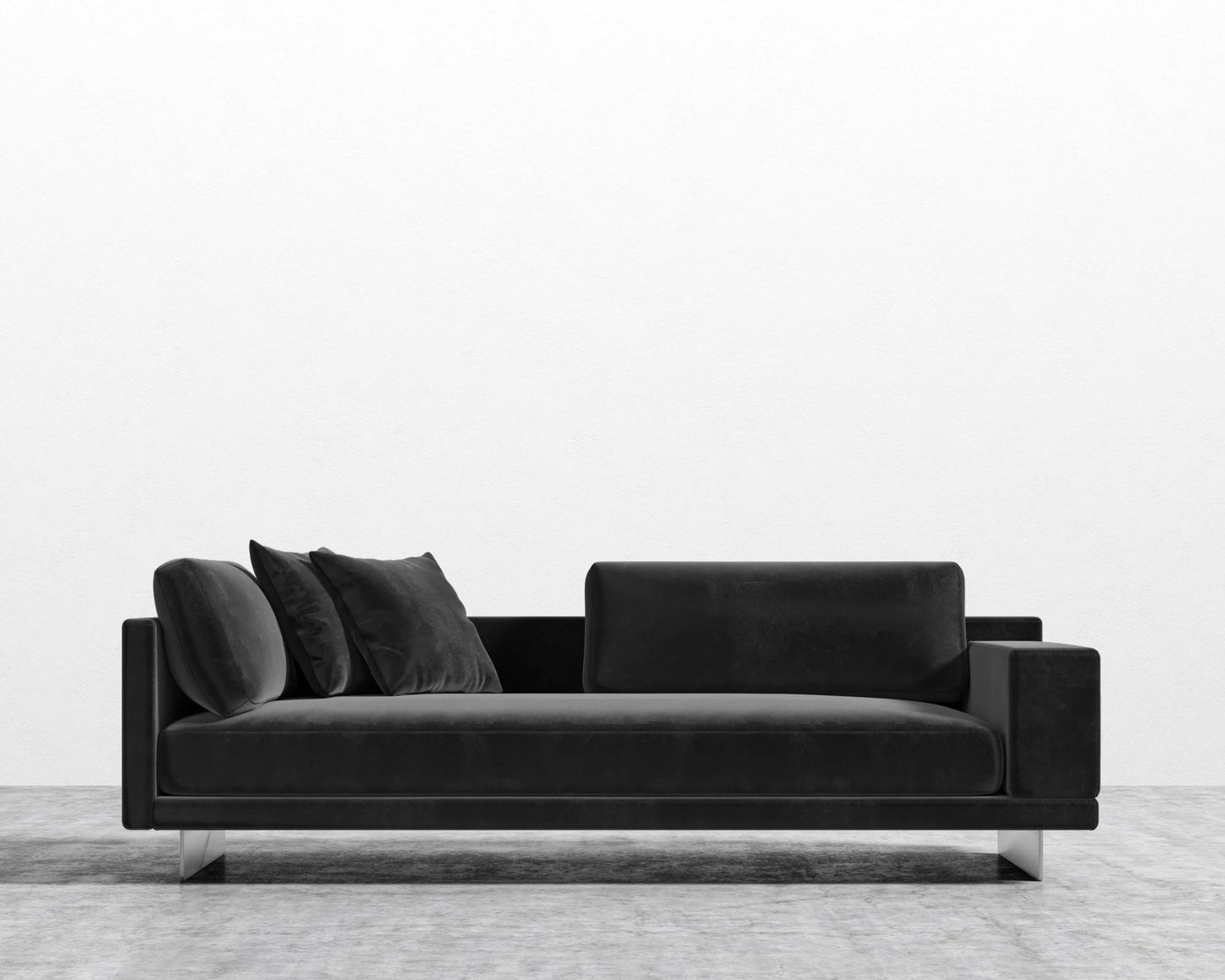 Dresden Right Arm Sofa - Plush Velvet - Black