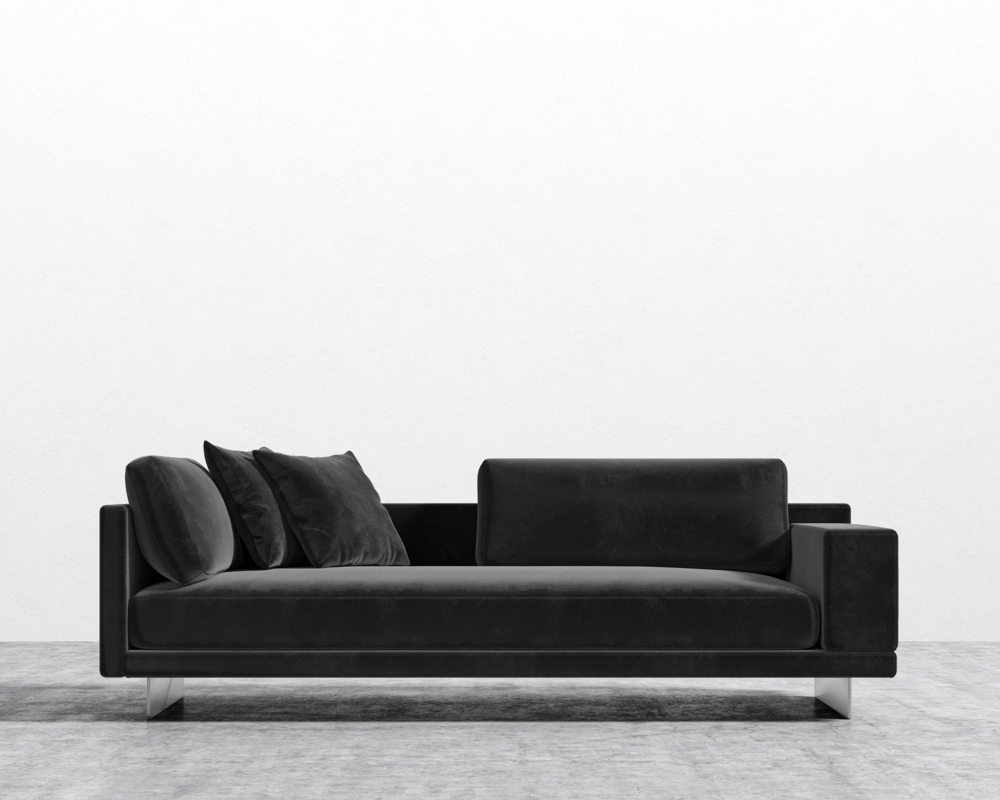 Dresden Right Arm Sofa - Plush Velvet - Black