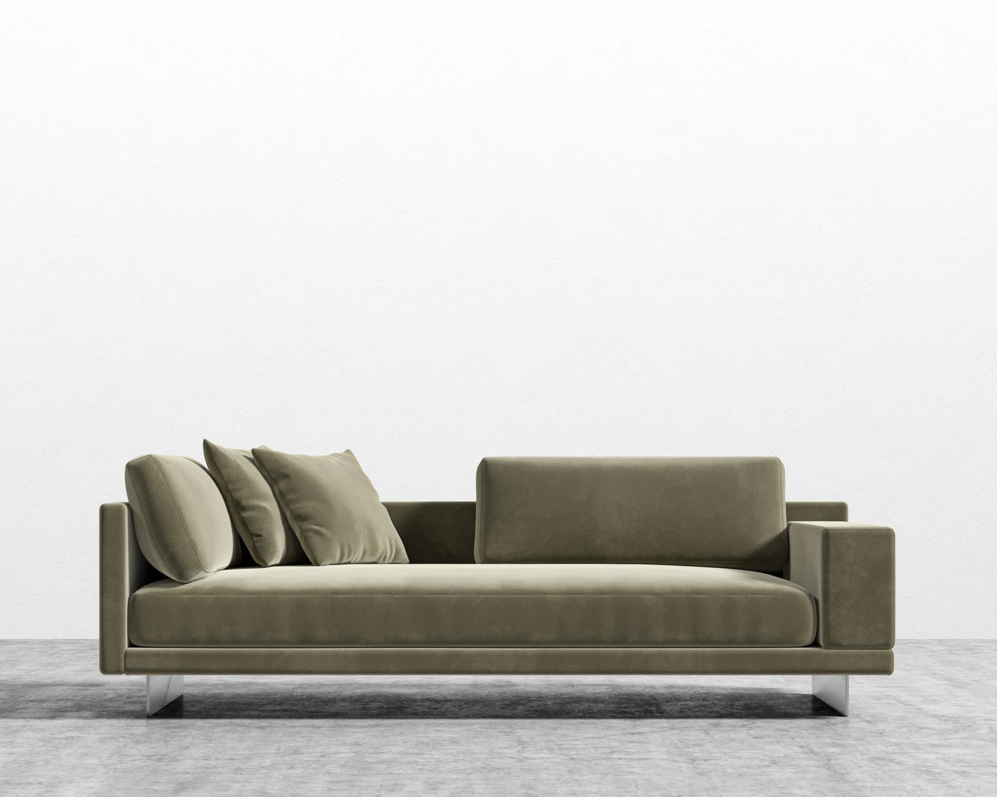Dresden Right Arm Sofa - Plush Velvet - Olive Green