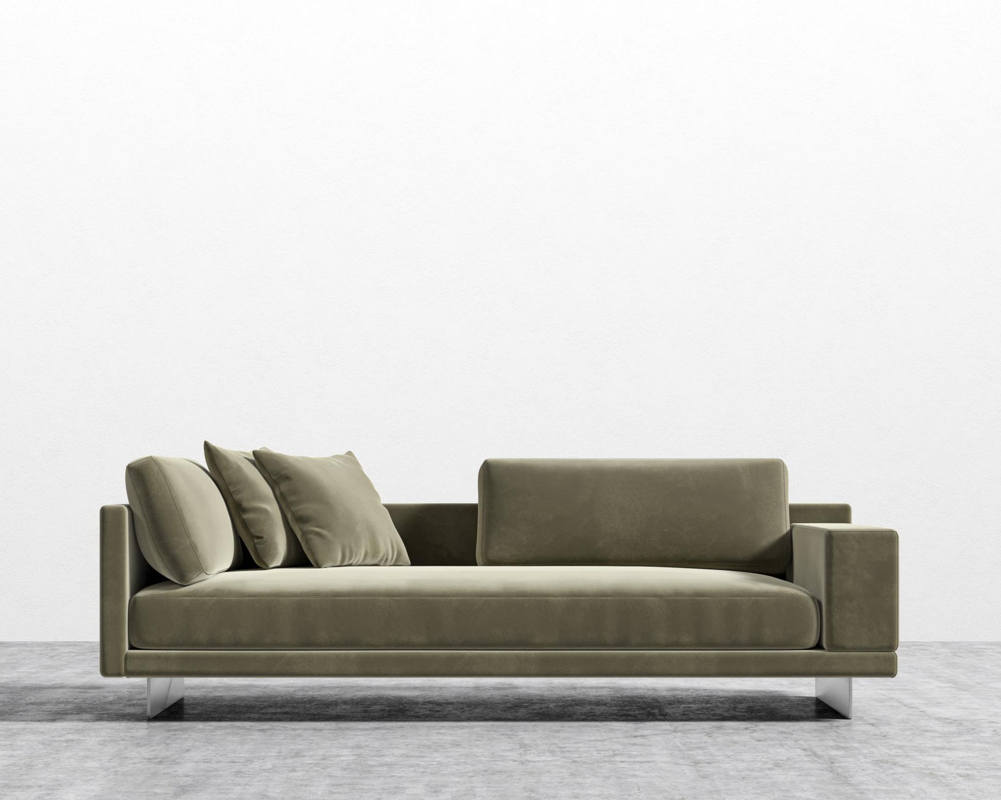 Dresden Right Arm Sofa - Plush Velvet - Olive Green