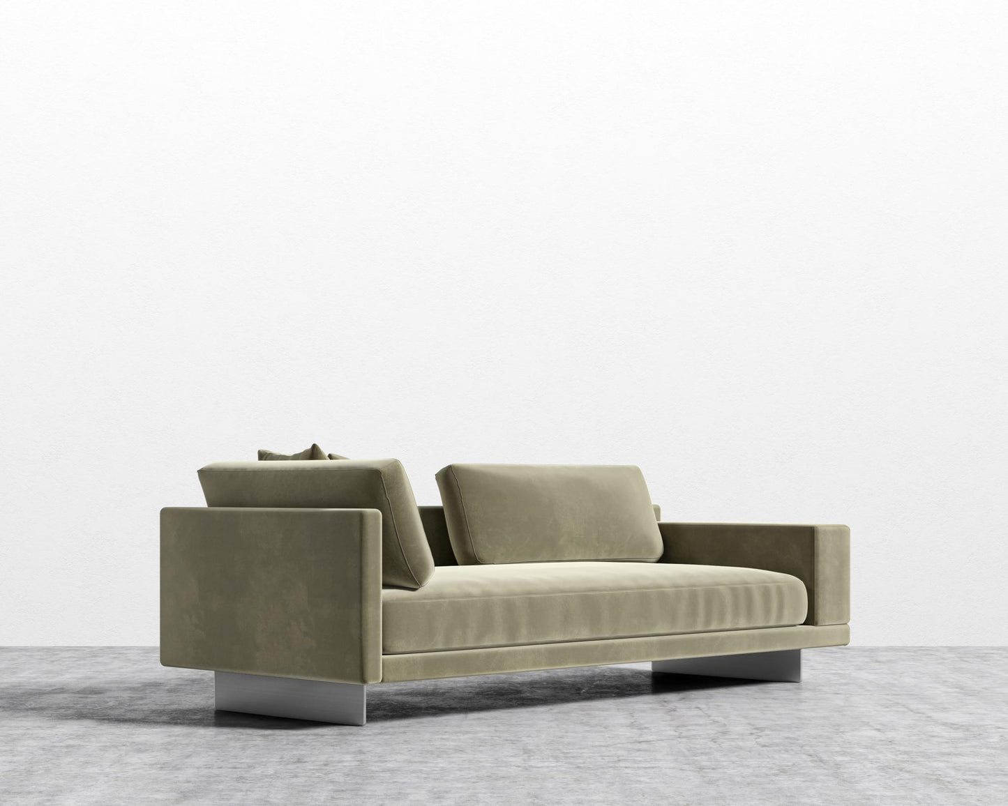 Dresden Right Arm Sofa - Plush Velvet - Olive Green