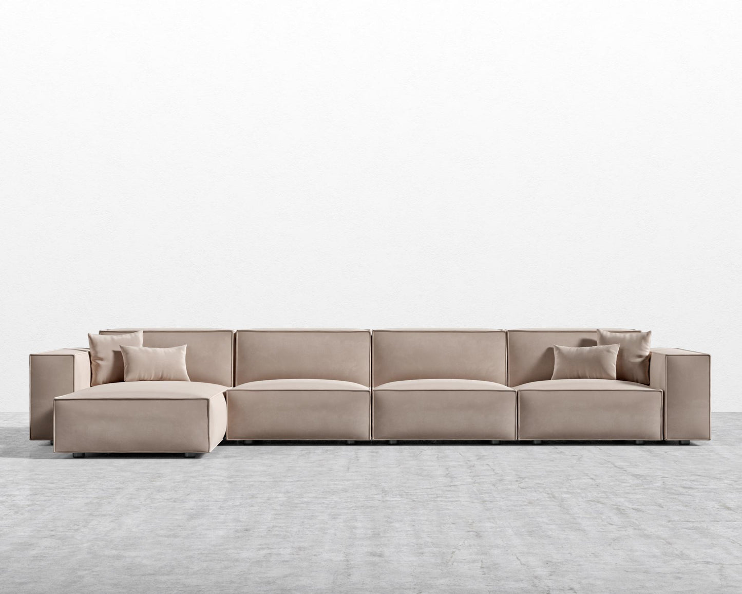 Porter Extended Sectional - Plush Velvet - Blush