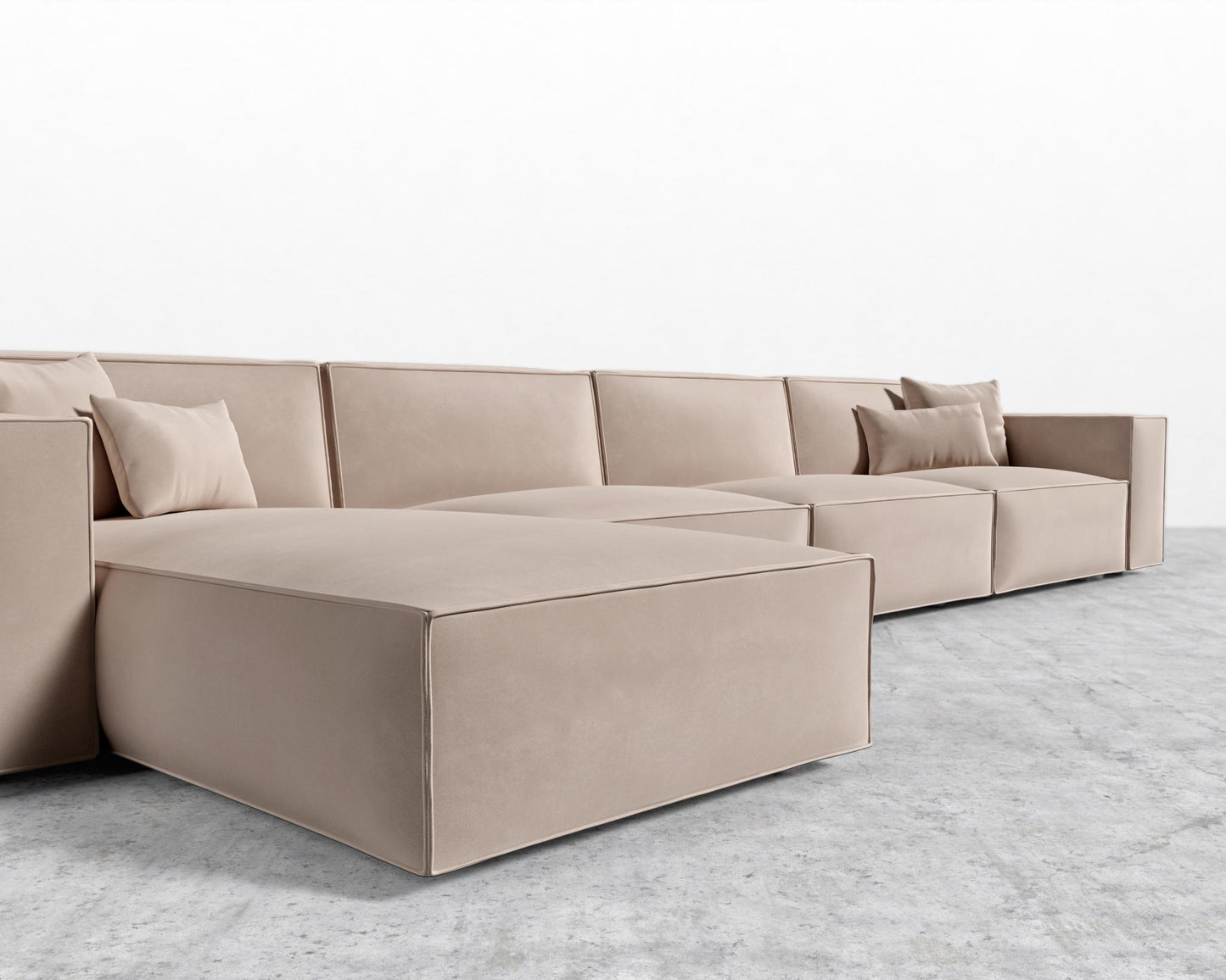Porter Extended Sectional - Plush Velvet - Blush