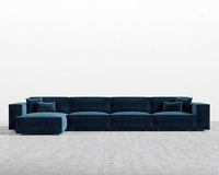 Porter Extended Sectional - Plush Velvet - Cobalt