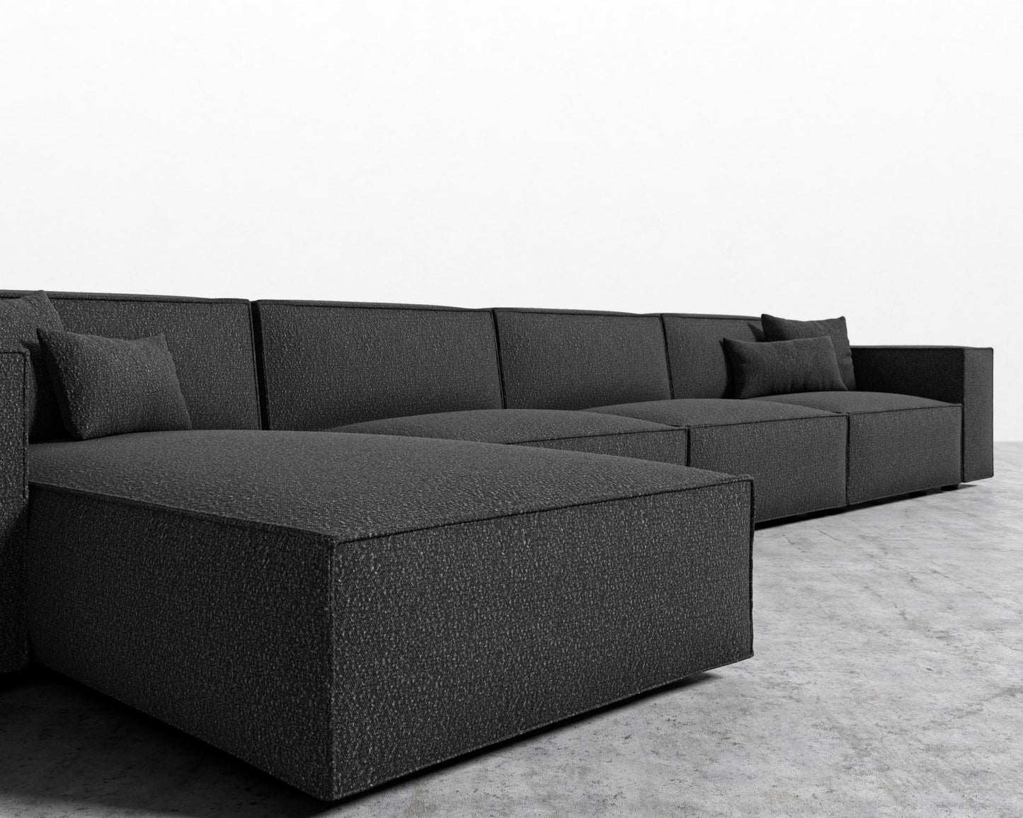 Porter Extended Sectional - Chatou Boucle- Caviar