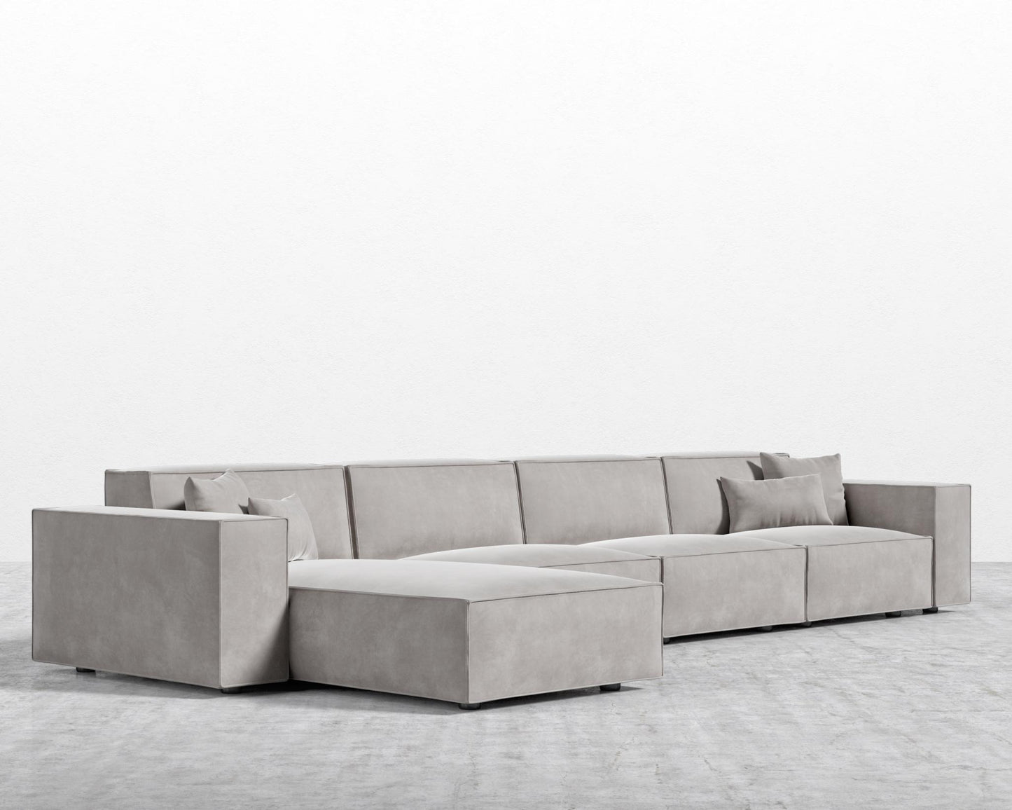 Porter Extended Sectional - Venice Vegan Suede - Chiffon