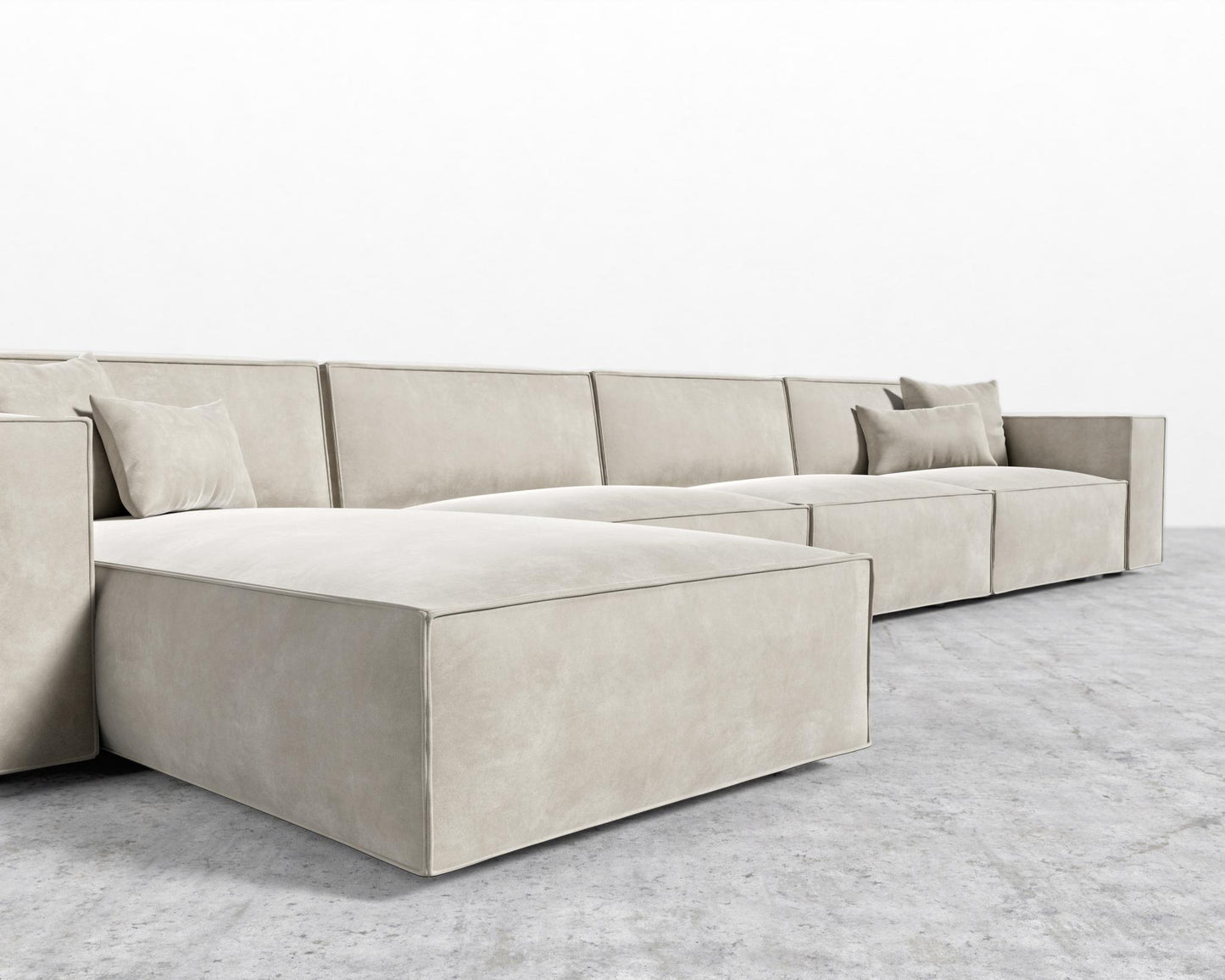 Porter Extended Sectional - Venice Vegan Suede - Latte