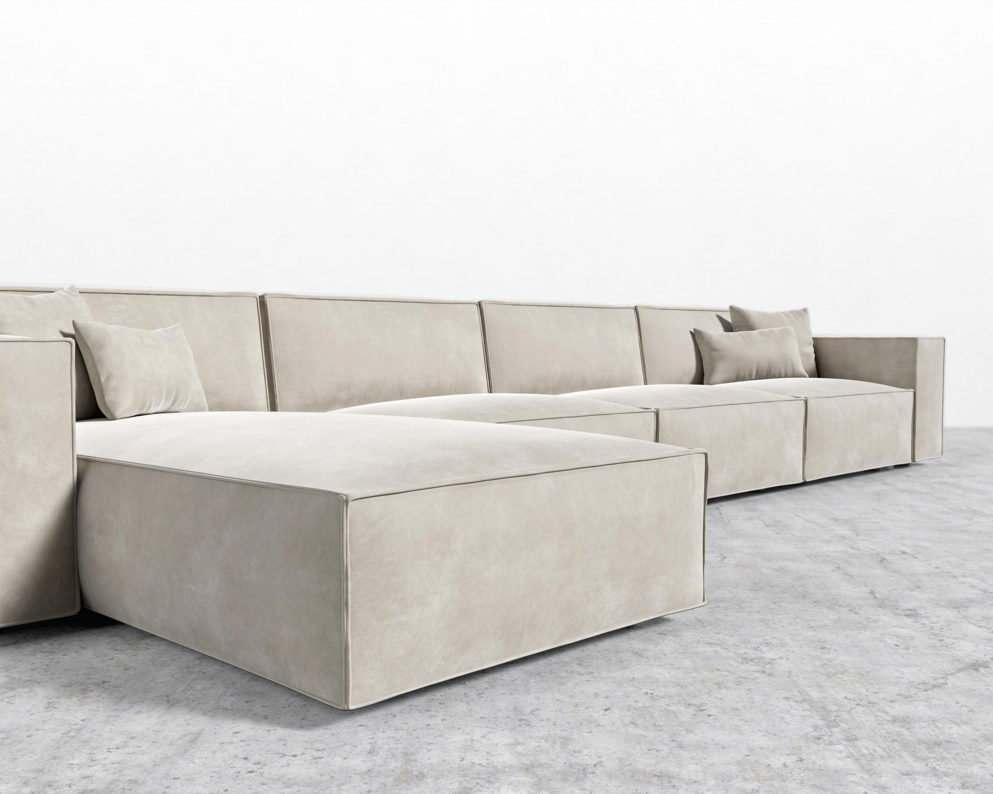 Porter Extended Sectional - Venice Vegan Suede - Latte