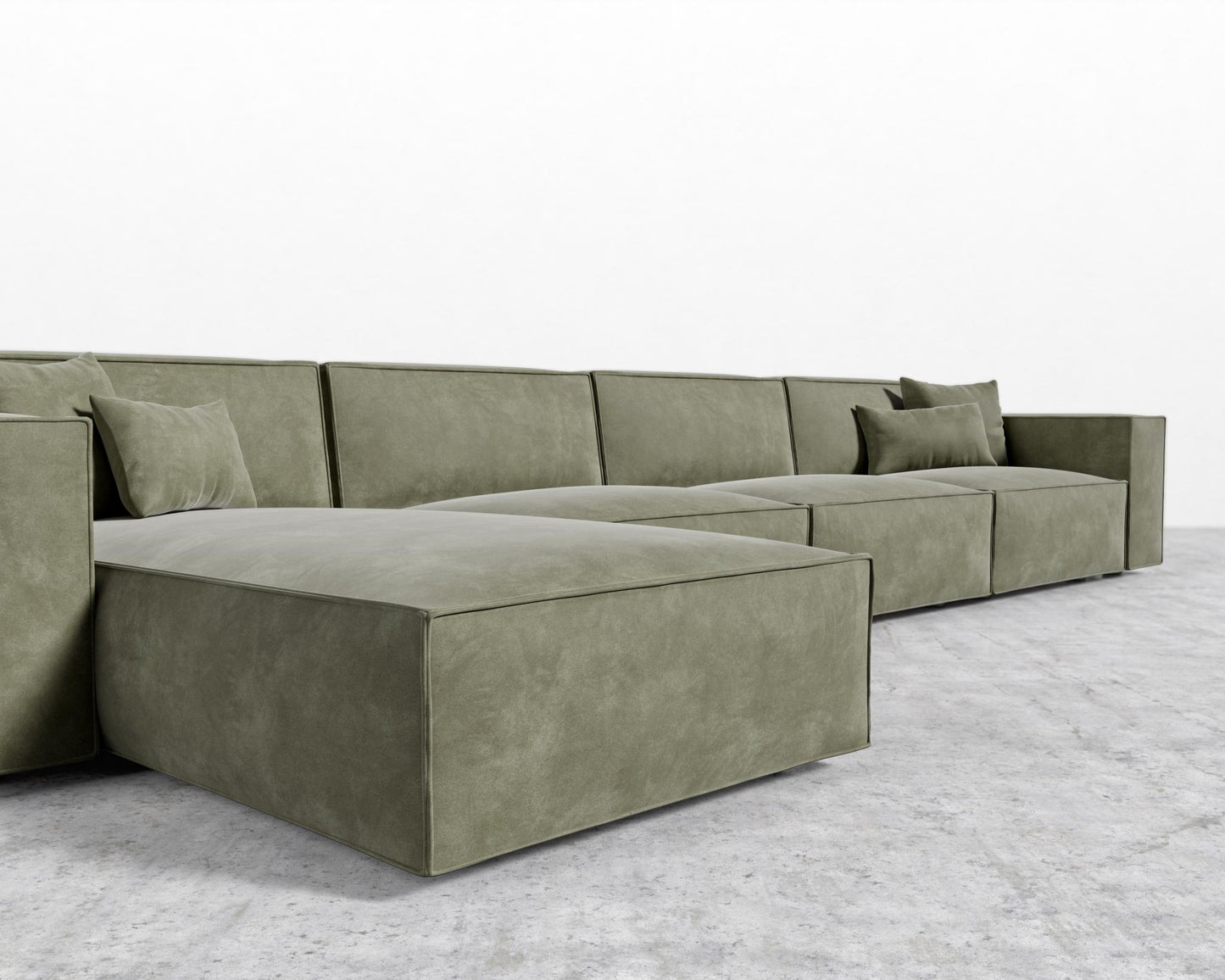 Porter Extended Sectional - Venice Vegan Suede - Sage