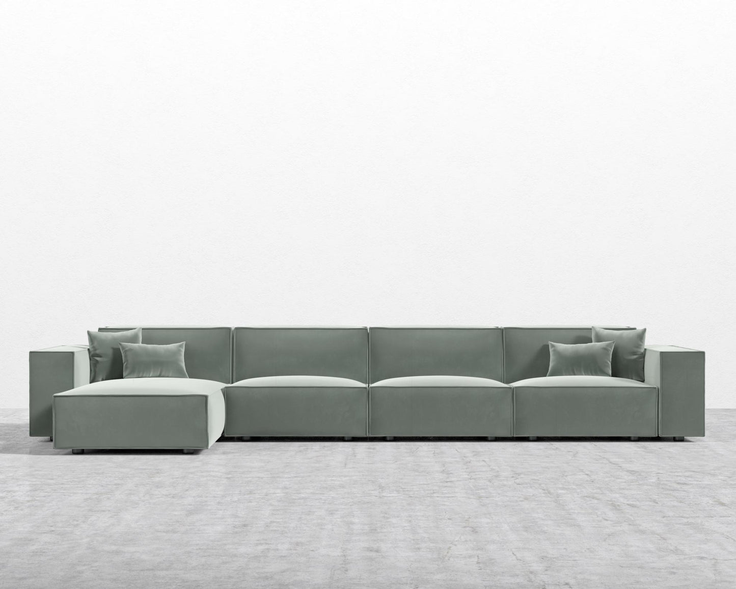 Porter Extended Sectional - Plush Velvet - Moonstone