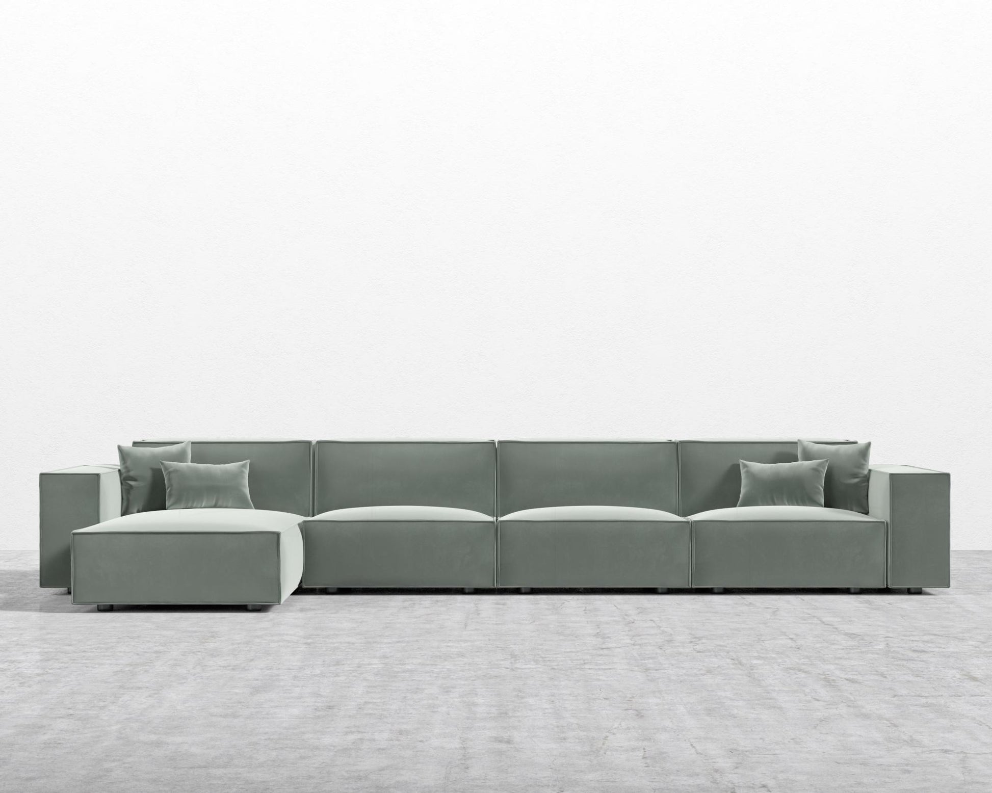 Porter Extended Sectional - Plush Velvet - Moonstone