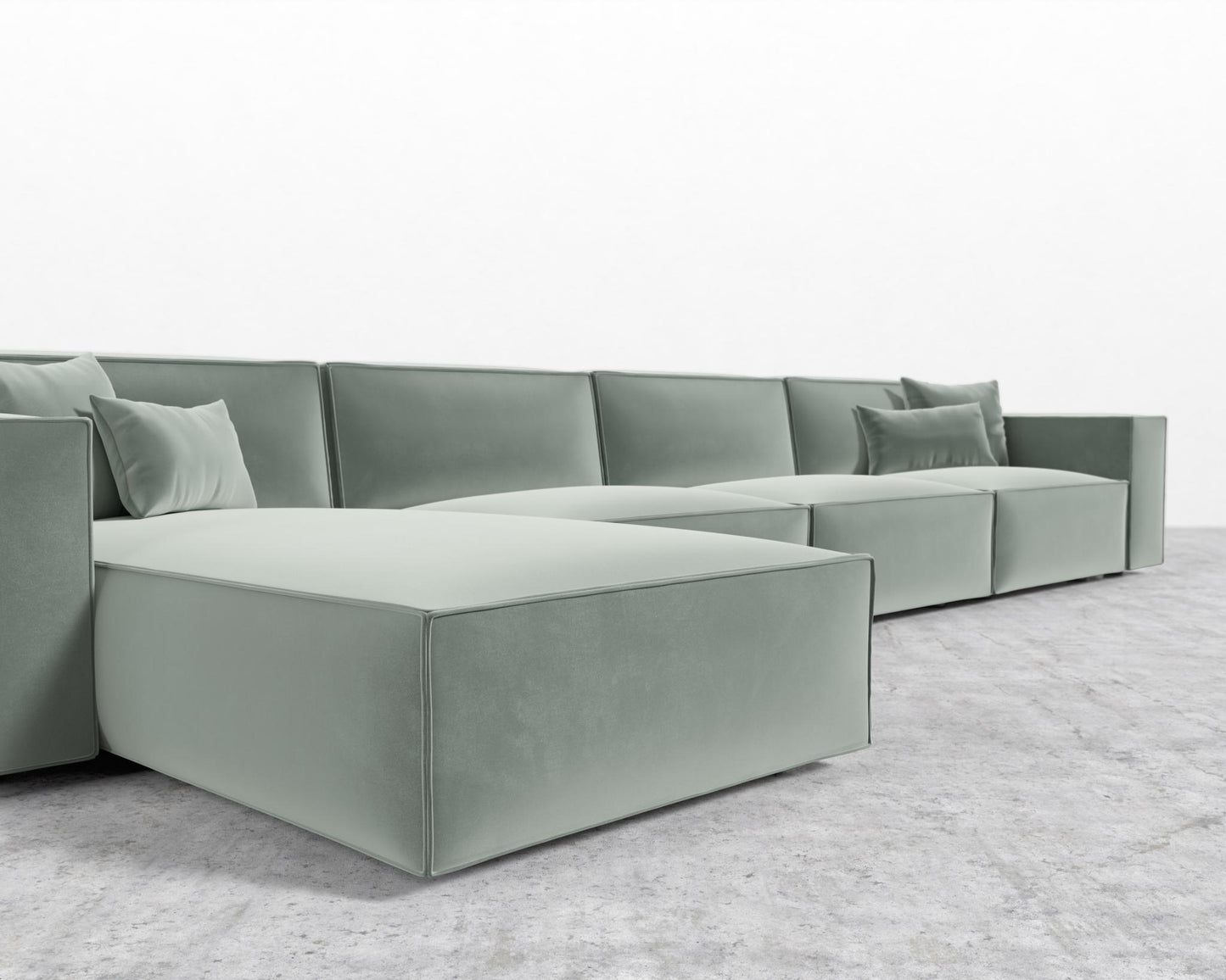 Porter Extended Sectional - Plush Velvet - Moonstone