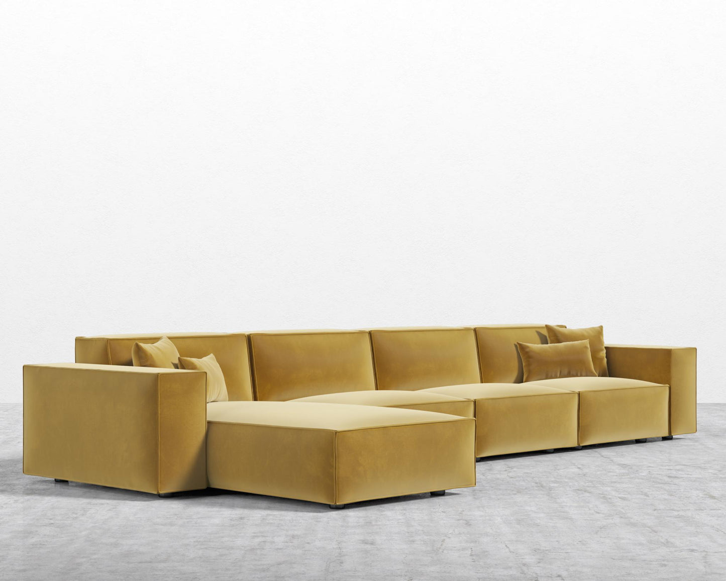 Porter Extended Sectional - Plush Velvet - Golden Beryl
