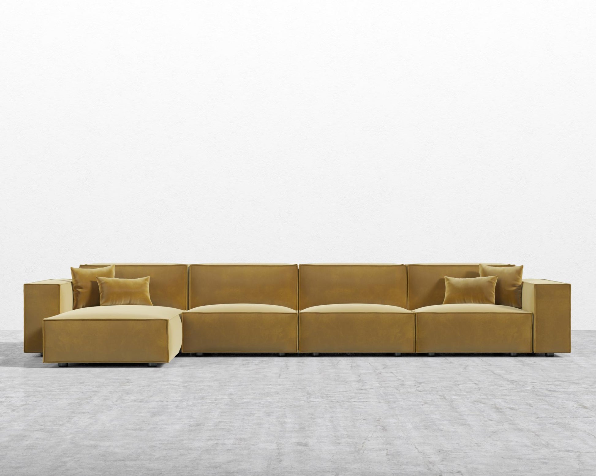 Porter Extended Sectional - Plush Velvet - Golden Beryl