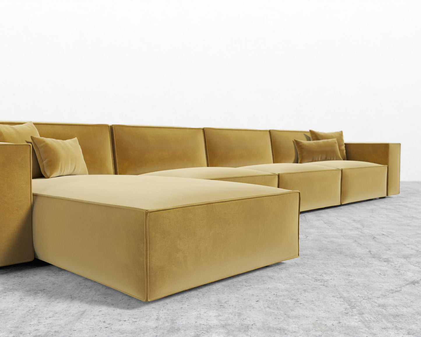 Porter Extended Sectional - Plush Velvet - Golden Beryl