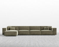 Porter Extended Sectional - Plush Velvet - Olive Green