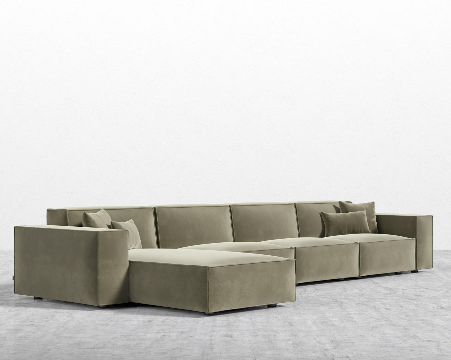 Porter Extended Sectional - Plush Velvet - Olive Green