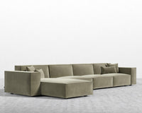 Porter Extended Sectional - Plush Velvet - Olive Green