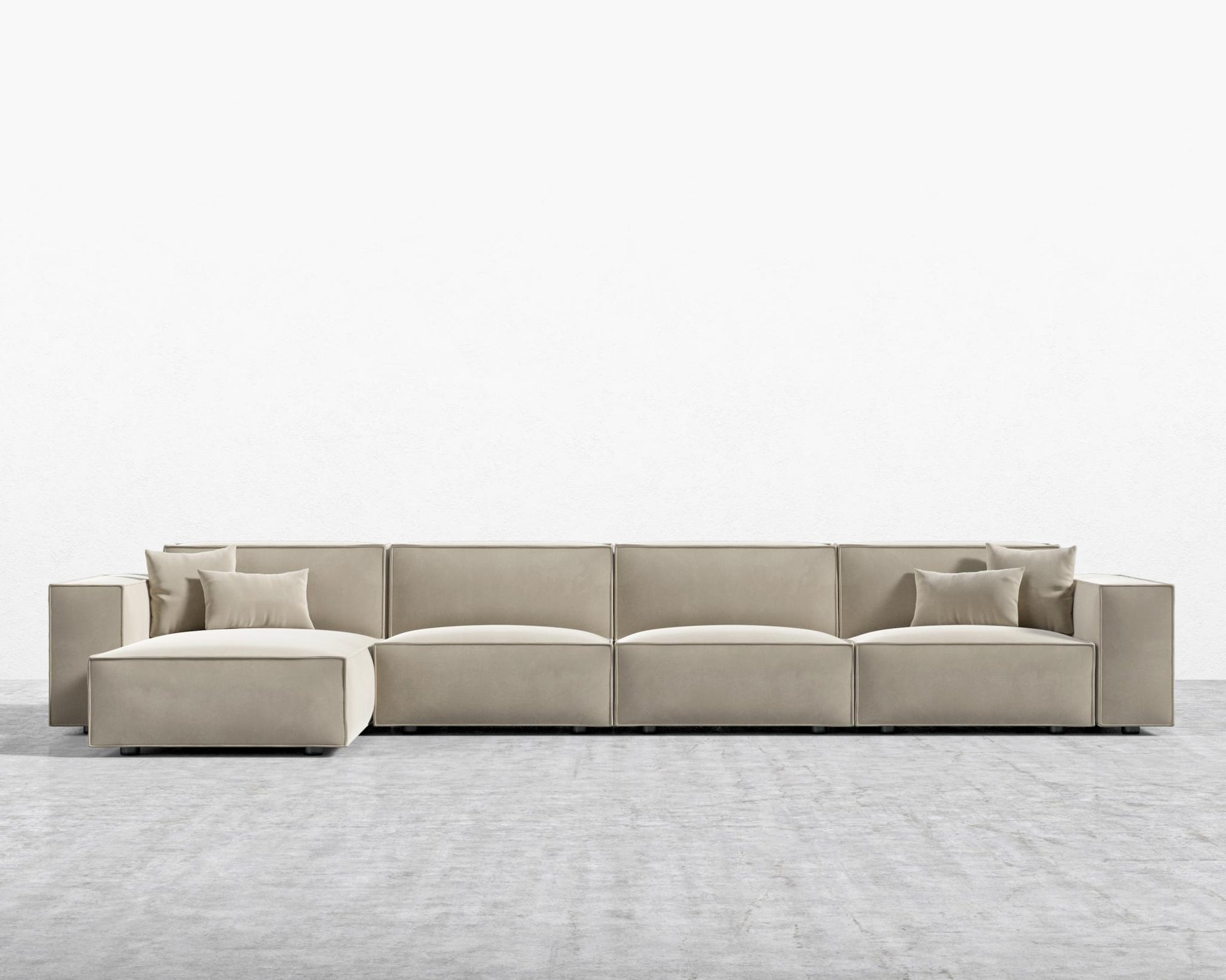 Porter Extended Sectional - Plush Velvet - Warm Taupe